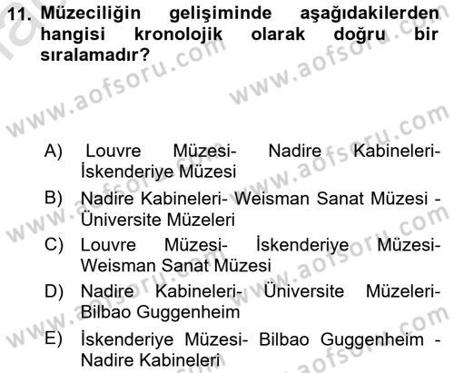 Müzecilik ve Sergileme Dersi 2023 - 2024 Yılı Yaz Okulu Sınav Soruları 11. Soru