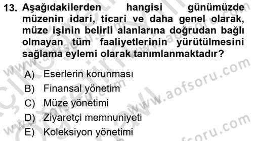 Müzecilik ve Sergileme Dersi 2023 - 2024 Yılı Yaz Okulu Sınav Soruları 13. Soru