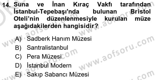 Müzecilik ve Sergileme Dersi 2023 - 2024 Yılı Yaz Okulu Sınav Soruları 14. Soru