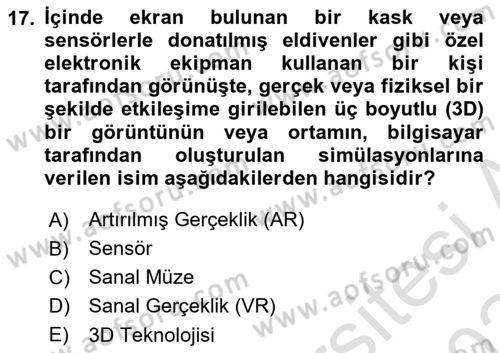 Müzecilik ve Sergileme Dersi 2023 - 2024 Yılı Yaz Okulu Sınav Soruları 17. Soru