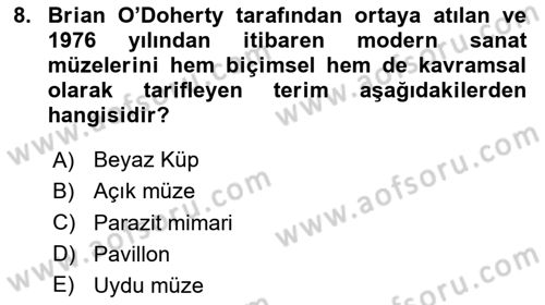 Müzecilik ve Sergileme Dersi 2023 - 2024 Yılı Yaz Okulu Sınav Soruları 8. Soru