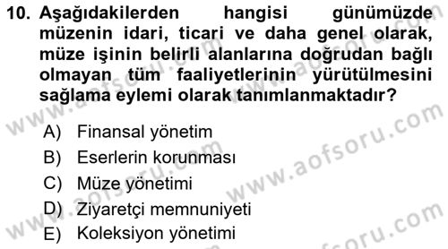 Müzecilik ve Sergileme Dersi 2024 - 2025 Yılı (Final) Dönem Sonu Sınav Soruları 10. Soru
