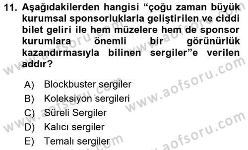Müzecilik ve Sergileme Dersi 2024 - 2025 Yılı (Final) Dönem Sonu Sınav Soruları 11. Soru