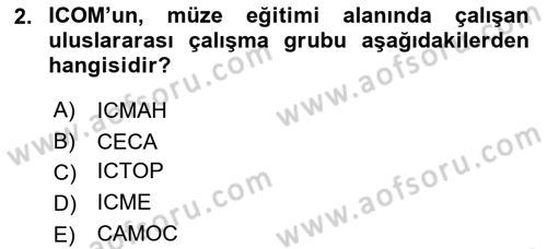 Müzecilik ve Sergileme Dersi Dönem Sonu Sınavı Deneme Sınav Soruları 2. Soru