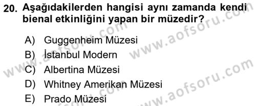 Müzecilik ve Sergileme Dersi Dönem Sonu Sınavı Deneme Sınav Soruları 20. Soru