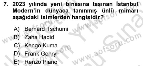 Müzecilik ve Sergileme Dersi Dönem Sonu Sınavı Deneme Sınav Soruları 7. Soru