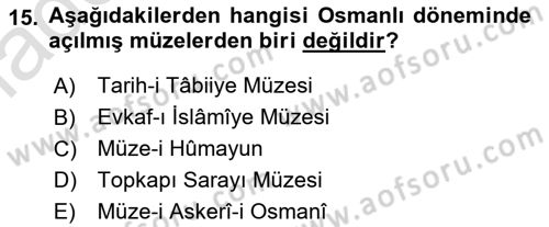 Müzecilik ve Sergileme Dersi 2024 - 2025 Yılı Yaz Okulu Sınav Soruları 15. Soru
