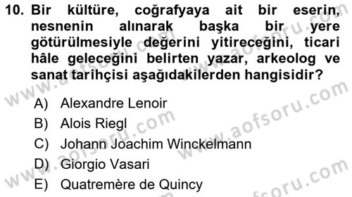 Müzecilik ve Sergileme Dersi 2025 - 2026 Yılı (Vize) Ara Sınav Soruları 10. Soru