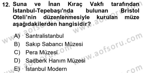 Müzecilik ve Sergileme Dersi 2025 - 2026 Yılı (Vize) Ara Sınav Soruları 12. Soru
