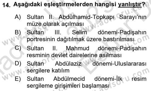 Müzecilik ve Sergileme Dersi 2025 - 2026 Yılı (Vize) Ara Sınav Soruları 14. Soru