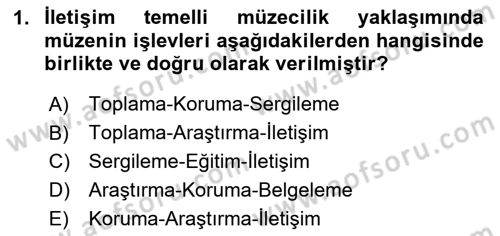Müzecilik ve Sergileme Dersi 2025 - 2026 Yılı (Final) Dönem Sonu Sınav Soruları 1. Soru