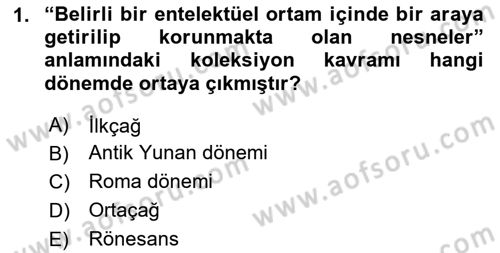 Müzecilik ve Sergileme Dersi 2025 - 2026 Yılı Yaz Okulu Sınav Soruları 1. Soru