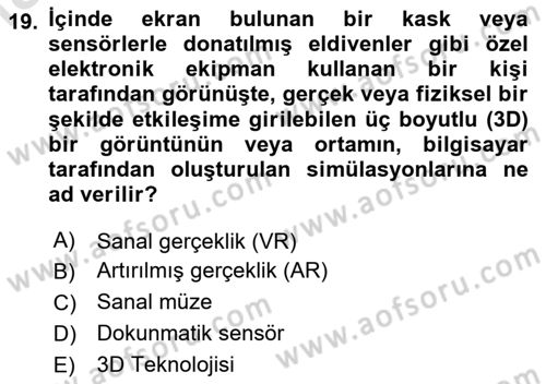 Müzecilik ve Sergileme Dersi 2025 - 2026 Yılı Yaz Okulu Sınav Soruları 19. Soru