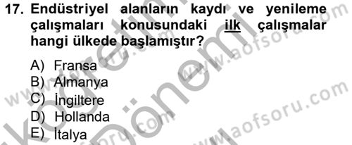Restorasyon ve Koruma İlkeleri Dersi 2012 - 2013 Yılı (Final) Dönem Sonu Sınav Soruları 17. Soru