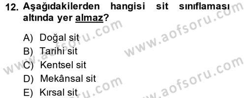 Restorasyon ve Koruma İlkeleri Dersi 2013 - 2014 Yılı (Vize) Ara Sınav Soruları 12. Soru