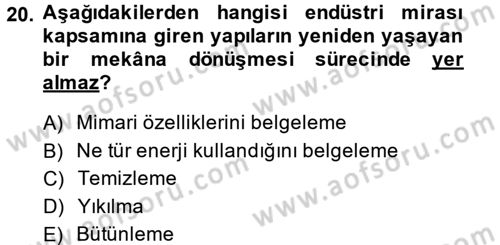 Restorasyon ve Koruma İlkeleri Dersi 2013 - 2014 Yılı (Final) Dönem Sonu Sınav Soruları 20. Soru