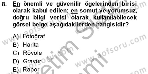 Restorasyon ve Koruma İlkeleri Dersi 2013 - 2014 Yılı (Final) Dönem Sonu Sınav Soruları 8. Soru