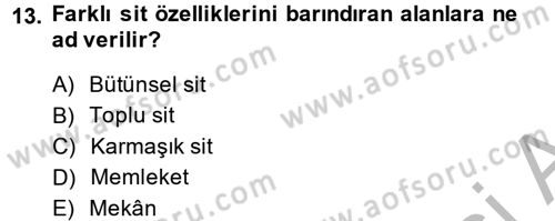 Restorasyon ve Koruma İlkeleri Dersi 2014 - 2015 Yılı (Vize) Ara Sınav Soruları 13. Soru