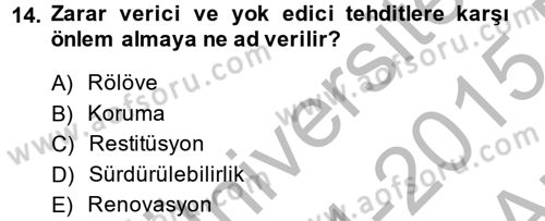 Restorasyon ve Koruma İlkeleri Dersi 2014 - 2015 Yılı (Vize) Ara Sınav Soruları 14. Soru
