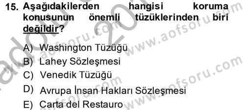 Restorasyon ve Koruma İlkeleri Dersi 2014 - 2015 Yılı (Vize) Ara Sınav Soruları 15. Soru