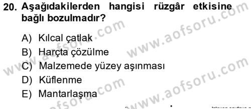 Restorasyon ve Koruma İlkeleri Dersi 2014 - 2015 Yılı (Vize) Ara Sınav Soruları 20. Soru
