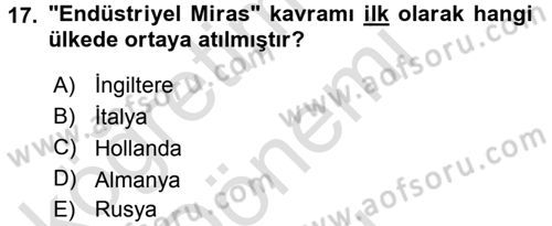 Restorasyon ve Koruma İlkeleri Dersi 2015 - 2016 Yılı (Final) Dönem Sonu Sınav Soruları 17. Soru