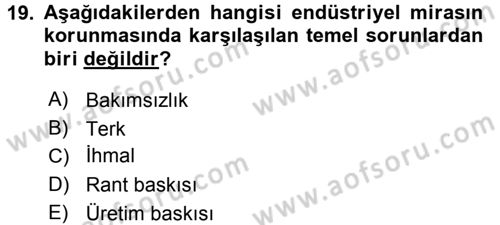 Restorasyon ve Koruma İlkeleri Dersi 2015 - 2016 Yılı (Final) Dönem Sonu Sınav Soruları 19. Soru