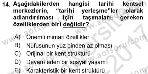 Restorasyon ve Koruma İlkeleri Dersi 2016 - 2017 Yılı (Final) Dönem Sonu Sınav Soruları 14. Soru