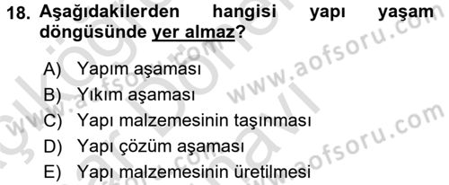 Restorasyon ve Koruma İlkeleri Dersi 2016 - 2017 Yılı (Final) Dönem Sonu Sınav Soruları 18. Soru