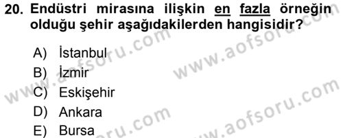 Restorasyon ve Koruma İlkeleri Dersi 2016 - 2017 Yılı (Final) Dönem Sonu Sınav Soruları 20. Soru