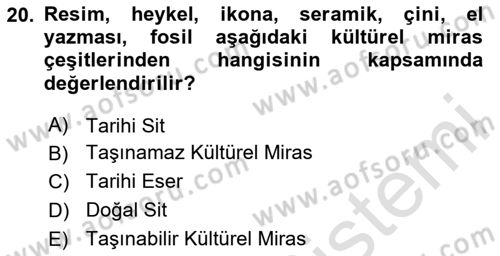 Restorasyon ve Koruma İlkeleri Dersi 2023 - 2024 Yılı (Vize) Ara Sınav Soruları 20. Soru