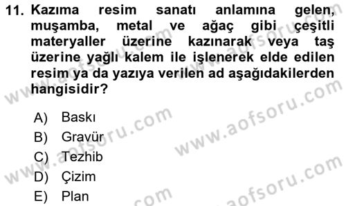Restorasyon ve Koruma İlkeleri Dersi Dönem Sonu Sınavı Deneme Sınav Soruları 11. Soru