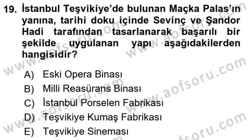 Restorasyon ve Koruma İlkeleri Dersi 2023 - 2024 Yılı (Final) Dönem Sonu Sınav Soruları 19. Soru