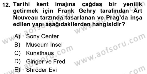 Restorasyon ve Koruma İlkeleri Dersi 2023 - 2024 Yılı Yaz Okulu Sınav Soruları 12. Soru