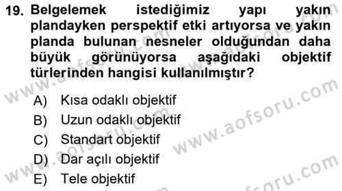 Restorasyon ve Koruma İlkeleri Dersi 2023 - 2024 Yılı Yaz Okulu Sınav Soruları 19. Soru