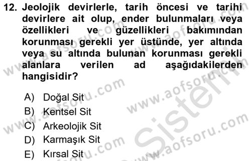 Restorasyon ve Koruma İlkeleri Dersi 2024 - 2025 Yılı (Vize) Ara Sınav Soruları 12. Soru