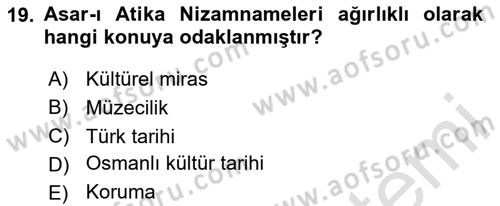 Restorasyon ve Koruma İlkeleri Dersi 2024 - 2025 Yılı (Vize) Ara Sınav Soruları 19. Soru