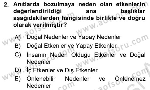 Restorasyon ve Koruma İlkeleri Dersi 2024 - 2025 Yılı (Vize) Ara Sınav Soruları 2. Soru