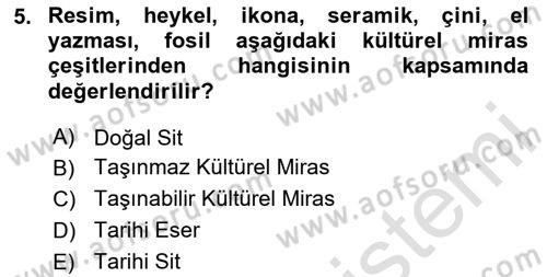 Restorasyon ve Koruma İlkeleri Dersi 2024 - 2025 Yılı (Vize) Ara Sınav Soruları 5. Soru