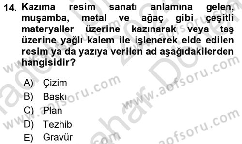 Restorasyon ve Koruma İlkeleri Dersi 2024 - 2025 Yılı (Final) Dönem Sonu Sınav Soruları 14. Soru