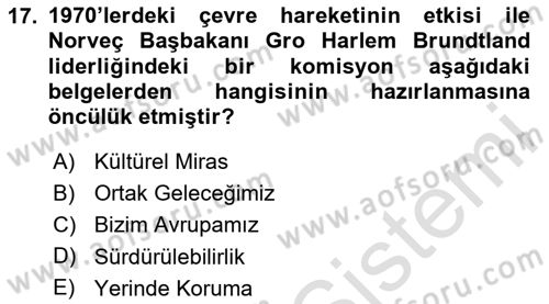 Restorasyon ve Koruma İlkeleri Dersi 2024 - 2025 Yılı Yaz Okulu Sınav Soruları 17. Soru