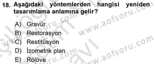 Restorasyon ve Koruma İlkeleri Dersi 2024 - 2025 Yılı Yaz Okulu Sınav Soruları 18. Soru