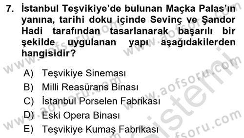 Restorasyon ve Koruma İlkeleri Dersi 2024 - 2025 Yılı Yaz Okulu Sınav Soruları 7. Soru