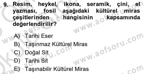 Restorasyon ve Koruma İlkeleri Dersi 2024 - 2025 Yılı Yaz Okulu Sınav Soruları 9. Soru