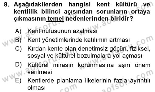 Restorasyon ve Koruma İlkeleri Dersi 2025 - 2026 Yılı (Vize) Ara Sınav Soruları 8. Soru