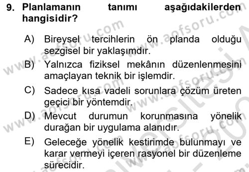 Restorasyon ve Koruma İlkeleri Dersi 2025 - 2026 Yılı (Vize) Ara Sınav Soruları 9. Soru