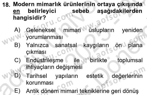 Restorasyon ve Koruma İlkeleri Dersi 2025 - 2026 Yılı (Final) Dönem Sonu Sınav Soruları 18. Soru