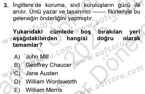 Restorasyon ve Koruma İlkeleri Dersi 2025 - 2026 Yılı (Final) Dönem Sonu Sınav Soruları 3. Soru
