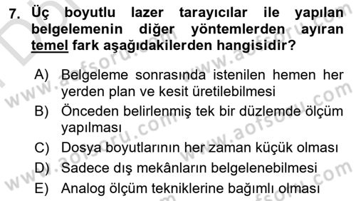 Restorasyon ve Koruma İlkeleri Dersi 2025 - 2026 Yılı (Final) Dönem Sonu Sınav Soruları 7. Soru