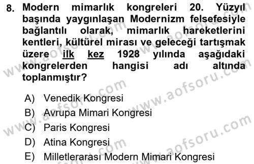 Restorasyon ve Koruma İlkeleri Dersi 2025 - 2026 Yılı (Final) Dönem Sonu Sınav Soruları 8. Soru
